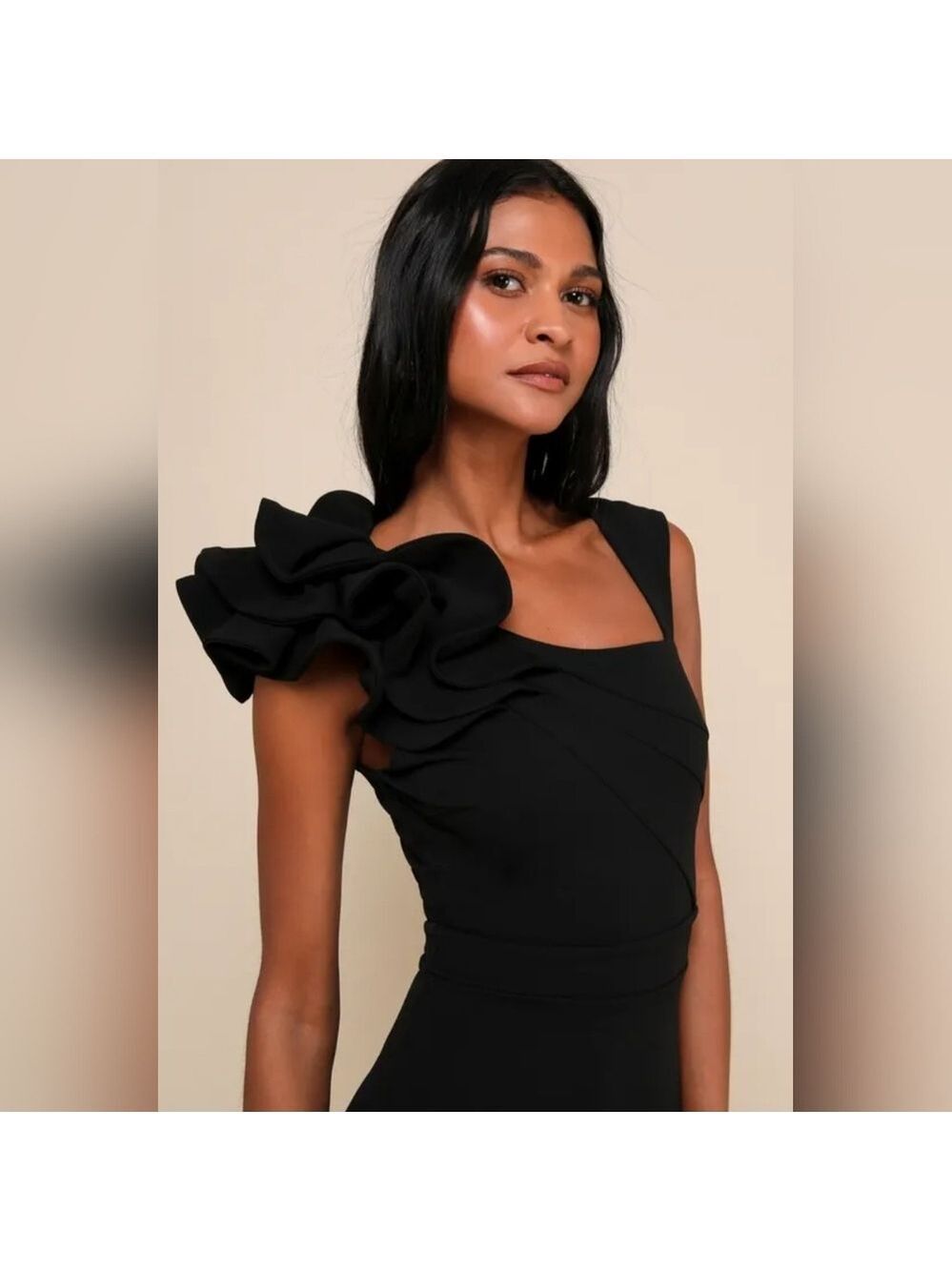 Lulus - Lucette Black Sleeveless Ruffled Mermaid Maxi Dress - Picture 4 of 6